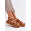 Dámske Sandále na platforme z eko semišu camel filisenia / PL363 CAMEL (Veľkosť 36)