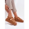Dámske Sandále na platforme z eko semišu camel filisenia / PL363 CAMEL (Veľkosť 36)