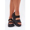 Dámske Sandále na platforme se suchým zipsom čierne nitepira / 100-430 BLACK (Veľkosť 36)