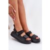 Dámske Sandále na platforme se suchým zipsom čierne nitepira / 100-430 BLACK (Veľkosť 36)