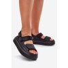 Dámske Sandále na platforme se suchým zipsom čierne nitepira / 100-430 BLACK (Veľkosť 36)