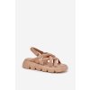 Dámske Sandále na platforme s pásky beżowe filamira / SQC-101 BEIGE (Veľkosť 36)