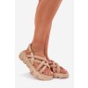 Dámske Sandále na platforme s pásky beżowe filamira / SQC-101 BEIGE (Veľkosť 36)