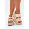 Dámske Sandále na platforme se suchým zipsom béžove nitepira / 100-430 BEIGE (Veľkosť 36)