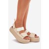 Dámske Sandále na platforme se suchým zipsom béžove nitepira / 100-430 BEIGE (Veľkosť 36)
