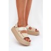 Dámske Sandále na platforme se suchým zipsom béžove nitepira / 100-430 BEIGE (Veľkosť 36)