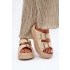 Dámské sandály na platformě se zlatými sponami béžové Zorila (Veľkosť 38)