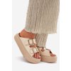 Dámské sandály na platformě se zlatými sponami béžové Zorila (Veľkosť 38)