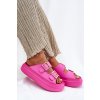 Ružové dámske šľapky na platforme s gumovým vonkajším materiálom a zlatými sponami, kód produktu 100-434 FUSHIA (Veľkosť 36)