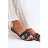 Ploché Dámske papuče s dekoratívnym remienkom čierne clariola / G469 BLACK (Veľkosť 36)