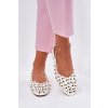 Zdobené baleríny na plochom podpätku biele nilarisela / G471 WHITE (Veľkosť 36)