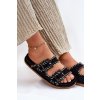 Dámske papuče s prackami a dekorativním švem čierne visley / G474 BLACK (Veľkosť 36)