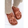Dámske sandały s prackami a dekorativním švem hnedé visley / G474 CAMEL (Veľkosť 36)