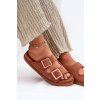 Dámske sandały s prackami a dekorativním švem hnedé visley / G474 CAMEL (Veľkosť 36)