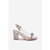 Průhledné Sandále na podpätku d&a mr51-705 strieborné / MR51-705 SILVER (Veľkosť 36)