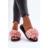 Dámské žabky zdobené květinami Růžové Cellanen (Veľkosť 42)