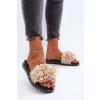 Dámské žabky zdobené květinami Beige Cellanen (Veľkosť 37)