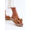 Dámske žabky na platforme s mašľou camel aflia / M368 CAMEL (Veľkosť 36)