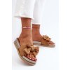 Dámske žabky na platforme s mašľou camel aflia / M368 CAMEL (Veľkosť 36)
