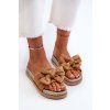 Dámske žabky na platforme s mašľou camel aflia / M368 CAMEL (Veľkosť 36)