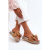 Dámske žabky na platforme s mašľou camel aflia / M368 CAMEL (Veľkosť 36)