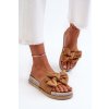 Dámske žabky na platforme s mašľou camel aflia / M368 CAMEL (Veľkosť 36)