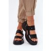 Kožené Dámské Sandály Na Platformě Černé Mertella (Veľkosť 38)