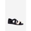 Dámske plážové Sandále s elastickými pásky černozlaté marinea / 25SD35-3884 BLACK (Veľkosť 36)