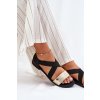 Dámske plážové Sandále s elastickými pásky černozlaté marinea / 25SD35-3884 BLACK (Veľkosť 36)
