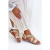 Dámske ploché Sandále s elastickými pásky zlaté marinea / 25SD35-3884 LT.GOLD (Veľkosť 36)