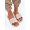 Bežové dámske gumové šľapky s reliéfom na remienku, kód produktu 25SD97-8798 BEIGE (Veľkosť 36)