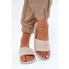 Bežové dámske gumové šľapky s reliéfom na remienku, kód produktu 25SD97-8798 BEIGE (Veľkosť 36)