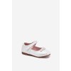 Detské baletky na suchý zips s kvetmi biele nikione / 25DZ19-8397 WHITE (Veľkosť 21)