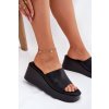 Čierne dámske šľapky na platforme z eko kože YQ77-16 BLACK (Veľkosť 36)