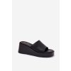 Čierne dámske šľapky na platforme z eko kože YQ77-16 BLACK (Veľkosť 36)