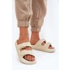 Béžové dámske papuče na platforme s prackami z gumy, kód produktu LS048 BEIGE (Veľkosť 36)