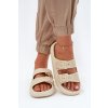 Béžové dámske papuče na platforme s prackami z gumy, kód produktu LS048 BEIGE (Veľkosť 36)