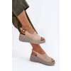 Dámské sandály z přírodní kůže na klínu Artiker Béžové 56C0957 (Veľkosť 37)
