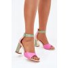 Elegantní Dámské Sandály Na Podpatku Růžovo-Zelené Rosazara (Veľkosť 36)