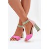 Elegantní Dámské Sandály Na Podpatku Růžovo-Zelené Rosazara (Veľkosť 36)