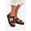 Ozdobené Dámske Sandále na platforme čierne mailisa / MM-6 BLACK (Veľkosť 36)