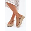 Dámské sandály s pásky a pleteninou Khaki Pardauss (Veľkosť 40)