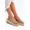 Dámské sandály s pásky a pleteninou Khaki Pardauss (Veľkosť 40)