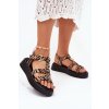Dámské Sandály Na Platformě Se Zlatým Detalem Zebra Béžovo-Černé Fevire (Veľkosť 38)