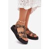 Dámské Sandály Na Platformě Se Zlatým Detalem Zebra Béžovo-Černé Fevire (Veľkosť 38)