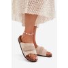 Béžové dámske papuče z eko semišu na korkovej platforme s rovnou podrážkou, kód produktu BJ701 BEIGE (Veľkosť 36)