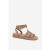 Dámske Sandále na platforme so zlatým detalem khaki kartia / NN615 KHAKI (Veľkosť 36)