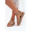 Dámske Sandále na platforme so zlatým detalem khaki kartia / NN615 KHAKI (Veľkosť 36)
