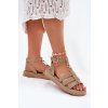 Dámske Sandále na platforme so zlatým detalem khaki kartia / NN615 KHAKI (Veľkosť 36)