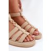 Dámske Sandále na platforme so zlatým detailom béžove kartia / NN615 APRICOT (Veľkosť 36)